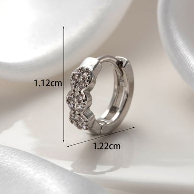 1 Piece Simple Series Copper Silver Color Material Zircon Women's Hoop Earrings h5 